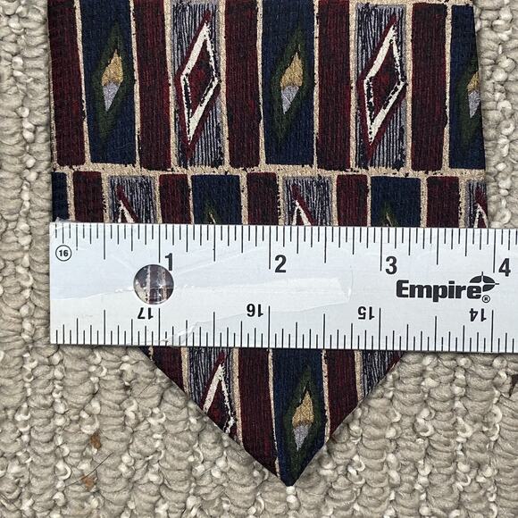 Britches of Georgetowne Mens Necktie Tie Silk Red Blue Green Geometric 60 x 4 - Picture 3 of 3